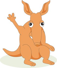 aardvark cartoon style animal waving