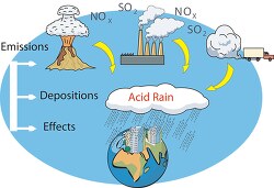 Acid Rain Diagram Clipart