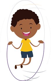 african american boy jumping rope clipart