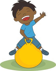 african american boy sitting large bouncy ball clipart
