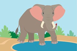 african elephant at water hole clipart