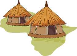 african hut made of mud with thatched roof clipart