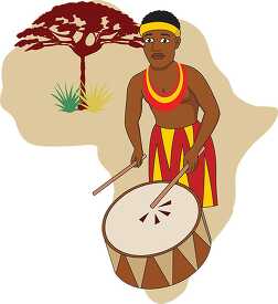 african man playing drum africa clipart