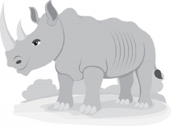 african rhinoceros at watering hole gray clipart
