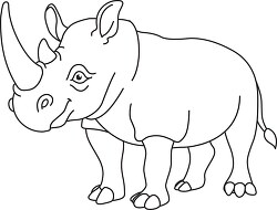 african rhinoceros clipart black white outline