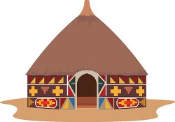 african thatched hut africa clipart