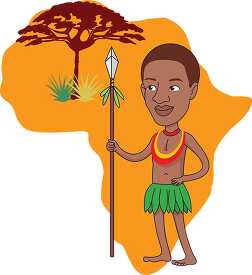 african villager holdings pear with map africa clipart