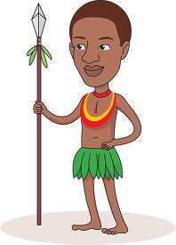african villager holdings spear clipart