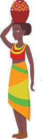 african woman carries water jug on head clipart