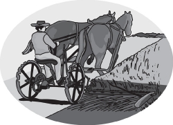 agriculture horse plowing gray
