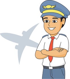 airline pilot standing with arms crossed clipart