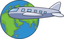 Airplane Travel Around the Globe Clipart