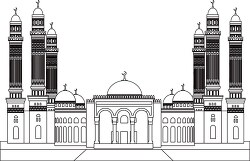 al saleh mosque sanaa yemen black white outline clipart