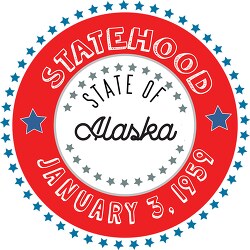 Alaska statehood 1959 date statehood round style with stars clip