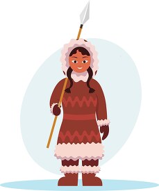 alaskan eskimo woman in winter clothing clipart