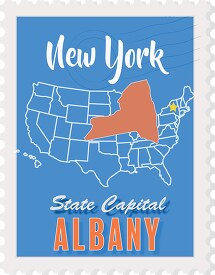 albany new york state map stamp clipart 3