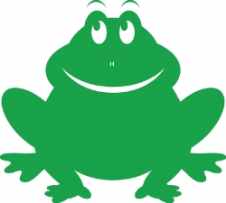 all green frog silhouette with white eyes clipart