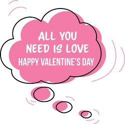 all you need is love happy valentines day thought bubble