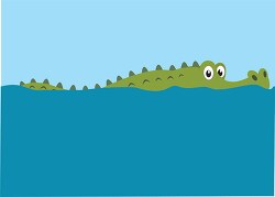 alligator head out of marsh water clipart