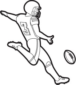 american football player kicking football black outline