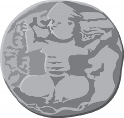 ancient greek bronze coin gray clipart