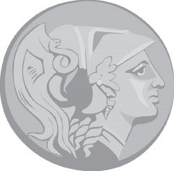 ancient greek gold coin gray clipart