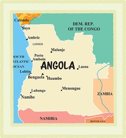 Angola country map color border clipart
