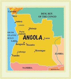 Angola country map color border clipart clipart