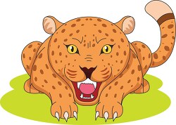 angry looking leopard showing teeth clipart