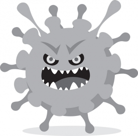 angry virus character gray color