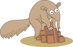 anteater standing on termite hill clipart