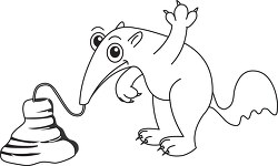 anteater with ant hill black white outline clipart