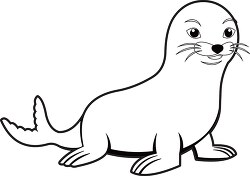 aquatic mammal seal black white outline clipart