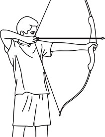 archer aiming bow and arrow bw outline clipart image