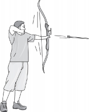 archer releases an arrow gray clipart image