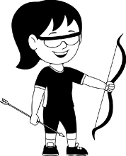 archery girl with bow and arrow outline clipart