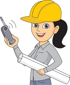 architect with chart and walky talky clipart