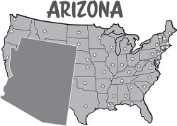 arizona map united states gray clipart