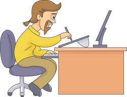 artist working with pen tablet computer clipart