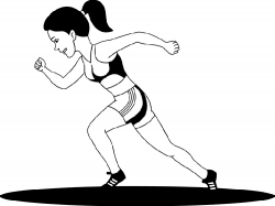 athlete girl runnig outline clipart