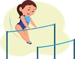 athlete performing gymnastics on uneven bars clipart