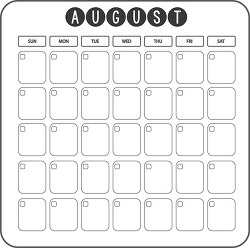 august calendar days week month clipart