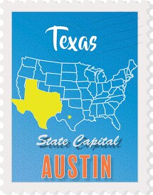 austin texas state map stamp clipart