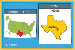 austin texas state us map with capital