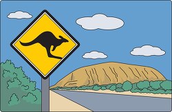 Australian road sign in front of Uluru