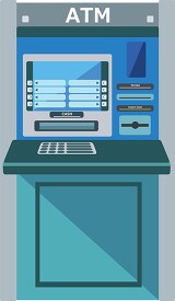 Automated Teller Machine in blue color clipart