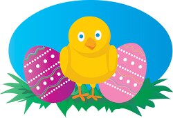 baby chick with easter eggs clipart