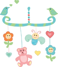 baby colorful hanging mobile clipart