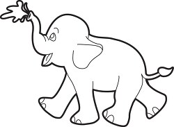 baby elephant spraying water from trunk outline clipart
