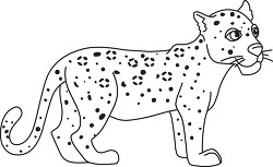 baby leopard black white outline clipart